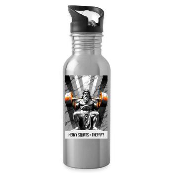 Squat Is My Therapy – Kniebeuge T-Shirt  - Trinkflasche mit integriertem Trinkhalm - Lightsilver - Rechts