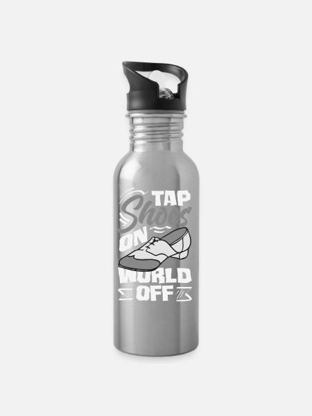 Stepptänzer, Steppschuhe, Tap Dance - Trinkflasche mit integriertem Trinkhalm - Lightsilver