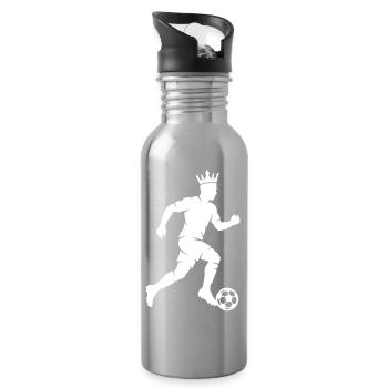 Soccer Player Silhouette Crown - Water bottle with straw - silver - Right
