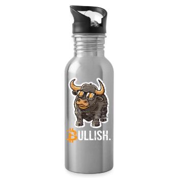 Bitcoin Bull Bullish - Water bottle with straw - silver - Right
