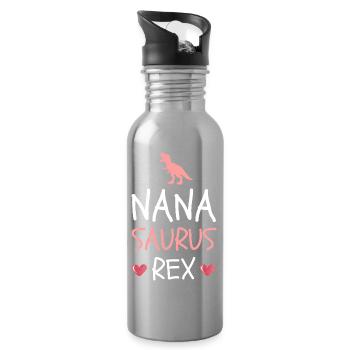 Nanasaurus Rex Cute Nana Dinosaur Grandma Mother's - Water bottle with straw - silver - Right