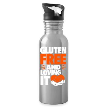 Gluten Free And Loving It Heart - Water bottle with straw - silver - Right