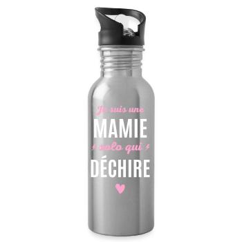 Cadeaux Mamie solo Humoristique - Gourde avec paille intégrée - argent clair - Droite