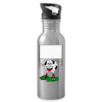 Cartoon Fußballer mit Banner - Trinkflasche mit integriertem Trinkhalm - Lightsilver - Rechts