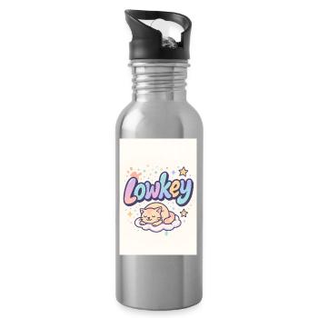 Lowkey Cat Dream Cloud - Water bottle with straw - silver - Right