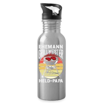 Ehemann Held Papa Vater Fleisch Grillen Bbq - Trinkflasche mit integriertem Trinkhalm - Lightsilver - Rechts