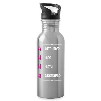 Anna Name Meaning Acrostic - Water bottle with straw - silver - Right