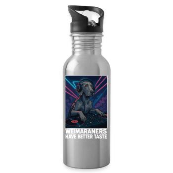 Weimaraner DJ: Elegant in the club with headphones - Water bottle with straw - silver - Right