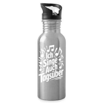 Ich singe auch tagsüber Chor Sänger Humor Gesang - Trinkflasche mit integriertem Trinkhalm - Lightsilver - Rechts