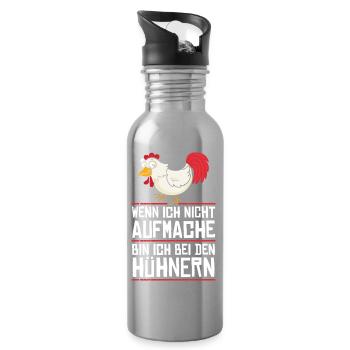 Hühnerflüsterer Huhn Hühnerhalter Hühner - Trinkflasche mit integriertem Trinkhalm - Lightsilver - Rechts