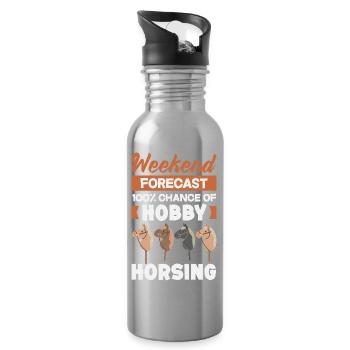 Wochenende Hobby Horsing - Trinkflasche mit integriertem Trinkhalm - Lightsilver - Rechts