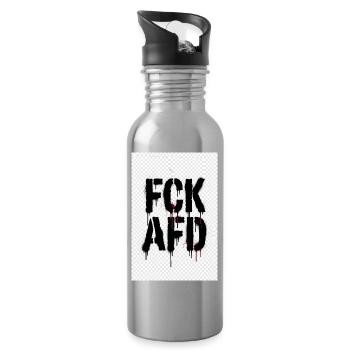 FCK AFD – Stencil Statement gegen Rechts - Trinkflasche mit integriertem Trinkhalm - Lightsilver - Rechts