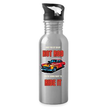 Hot Rod Ride-It Voiture drôle qui dit voiture vintage - Gourde avec paille intégrée - argent clair - Droite