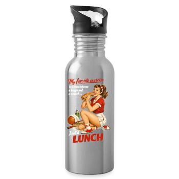 Déjeuner de fitness rétro Pin-Up : design sportif drôle - Gourde avec paille intégrée - argent clair - Droite