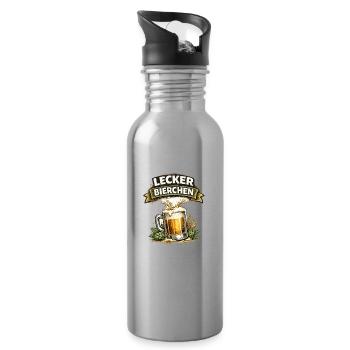 Yummy Beer Mug Logo - Water bottle with straw - silver - Right