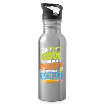 Zu Cool Für Den Kindergarten - Trinkflasche mit integriertem Trinkhalm - Lightsilver - Rechts