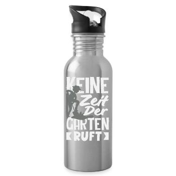 Keine Zeit Garten Ruft - Trinkflasche mit integriertem Trinkhalm - Lightsilver - Rechts