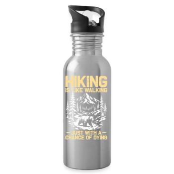 Hiking is like walking Wandern Berge Bergsteigen - Trinkflasche mit integriertem Trinkhalm - Lightsilver - Rechts