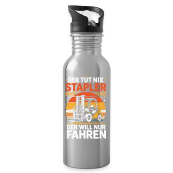 Der Tut Nix Stapler Der Will Nur Fahren - Trinkflasche mit integriertem Trinkhalm - Lightsilver - Rechts