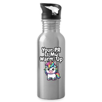 Aufwärm-Einhorn-PR - Trinkflasche mit integriertem Trinkhalm - Lightsilver - Rechts