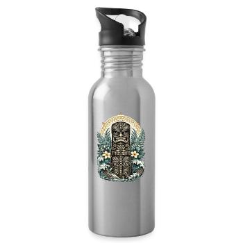 Tiki-Beschützer – Geist des Pazifiks - Trinkflasche mit integriertem Trinkhalm - Lightsilver - Rechts