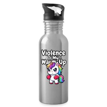 Violence Is My Warm Up Unicorn - Water bottle with straw - silver - Right