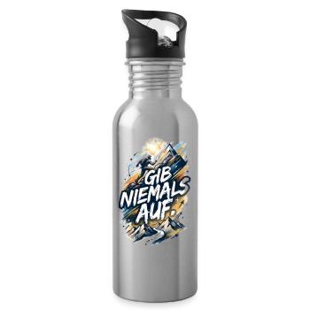 Gib niemals auf - Trinkflasche mit integriertem Trinkhalm - Lightsilver - Rechts