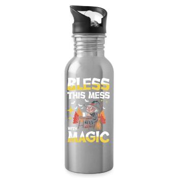 Bless This Mess With Magic Hexe Coffee Broom - Water bottle with straw - silver - Right