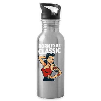 T-shirt rétro classique de la fille pin-up née pour être - Gourde avec paille intégrée - argent clair - Droite