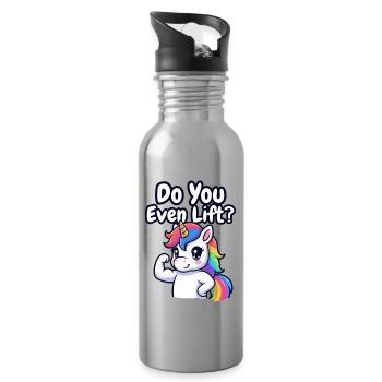 Unicorn Gym, hebst du überhaupt Gewichte? - Trinkflasche mit integriertem Trinkhalm - Lightsilver - Rechts