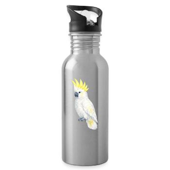 Cacatoès blanc Peigne jaune - Gourde avec paille intégrée - argent clair - Droite