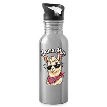 Lama Mia  - Trinkflasche mit integriertem Trinkhalm - Lightsilver - Rechts