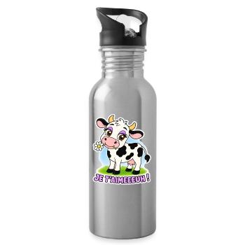 Je t’aimeeeuh ! - Gourde avec paille intégrée - argent clair - Droite