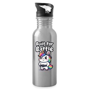 Built For Battle Unicorn - Water bottle with straw - silver - Right