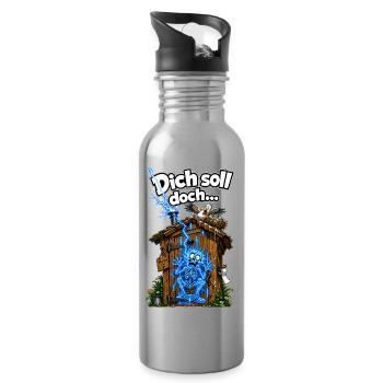 Dich soll doch... der Blitz beim Scheissen treffen - Trinkflasche mit integriertem Trinkhalm - Lightsilver - Rechts