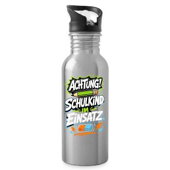 Schulkind im Einsatz - Trinkflasche mit integriertem Trinkhalm - Lightsilver - Rechts