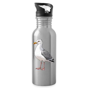 Seemöwe - Trinkflasche mit integriertem Trinkhalm - Lightsilver - Rechts