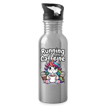 Licorne alimentée par la caféine - Gourde avec paille intégrée - argent clair - Droite