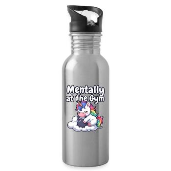 Mental im Gym Unicorn - Trinkflasche mit integriertem Trinkhalm - Lightsilver - Rechts