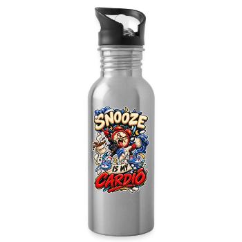 Snooze Is My Cardio Frecher Wecker Punk Spruch - Trinkflasche mit integriertem Trinkhalm - Lightsilver - Rechts