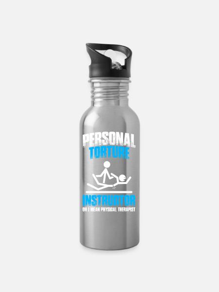 Instructor Physiotherapie Physio Physiotherapeut - Trinkflasche mit integriertem Trinkhalm - Lightsilver