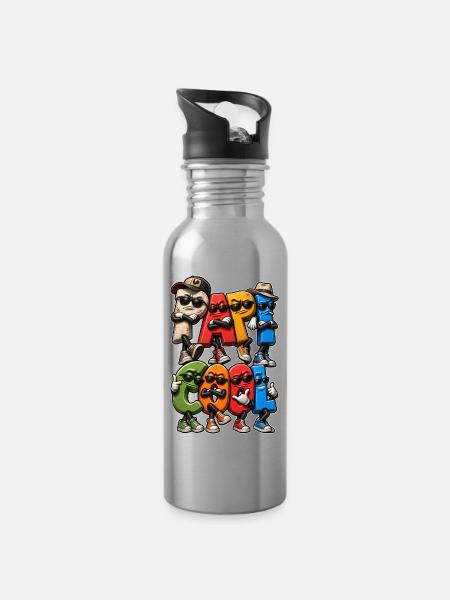 Cooler Opa – lustige Buchstaben - Trinkflasche mit integriertem Trinkhalm - Lightsilver