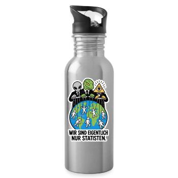 Oben lachen sie sich kaputt - Trinkflasche mit integriertem Trinkhalm - Lightsilver - Rechts