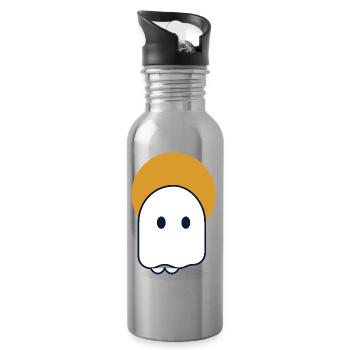 Moon Ghost – Minimaler Geist in Mondsichel - Trinkflasche mit integriertem Trinkhalm - Lightsilver - Rechts
