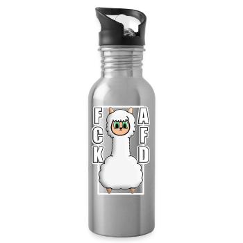 ACK AFD ALPAKA Antifa GEGEN NAZIS Protest links - Trinkflasche mit integriertem Trinkhalm - Lightsilver - Rechts