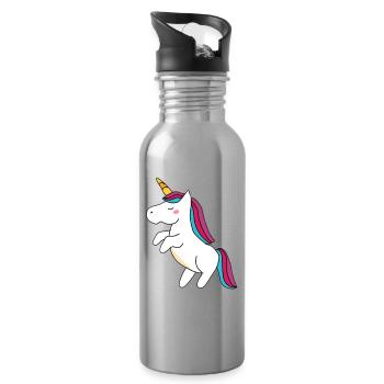 Einhorn - Trinkflasche mit integriertem Trinkhalm - Lightsilver - Rechts