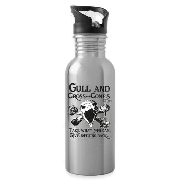 Gull and Cross Cones - Beware the seagulls! - Water bottle with straw - silver - Right