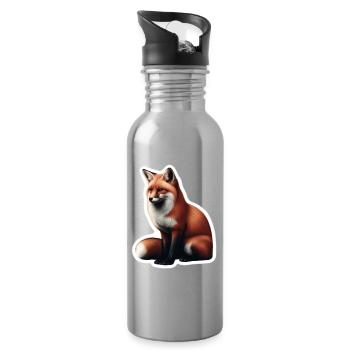 Rotfuchs Illustration Druck - Trinkflasche mit integriertem Trinkhalm - Lightsilver - Rechts