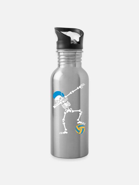 DAB DABBING Skelett Wasserball Halloween - Trinkflasche mit integriertem Trinkhalm - Lightsilver
