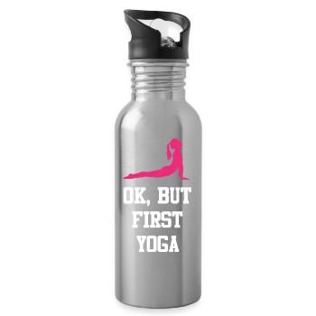 OK, Aber erstes Yoga - Trinkflasche mit integriertem Trinkhalm - Lightsilver - Rechts